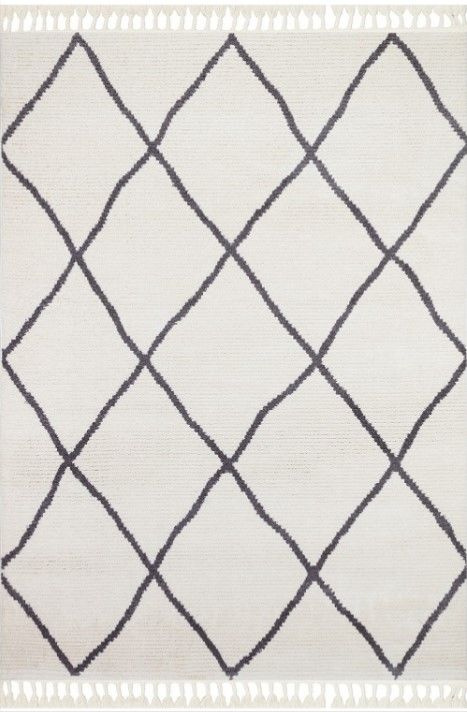 Türkmen Halı Havana HV02 Beyaz Ekstra Yumuşak Tuşeli Örgü Saçaklı Halı