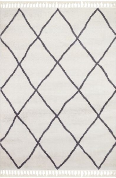 Türkmen Halı Havana HV02 Beyaz Ekstra Yumuşak Tuşeli Örgü Saçaklı Halı