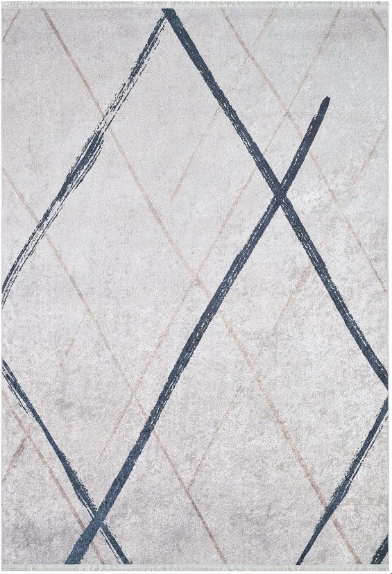 Halımax Dara 190 Yıkanabilir Kaymaz Dokuma Tabanlı Gri Çizgili Modern Halı 100x150