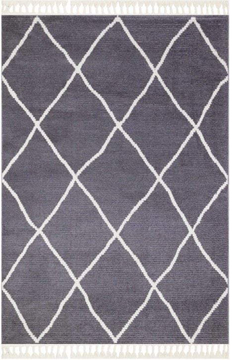 Türkmen Halı Havana HV01 Antrasit Ekstra Yumuşak Tuşeli Örgü Saçaklı Halı