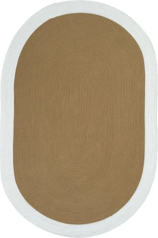 Milda 69 Bordürlü Jüt Hasırlı El Örgüsü Çift Taraflı Kilim Beyaz Kahverengi Oval Jüt Halı