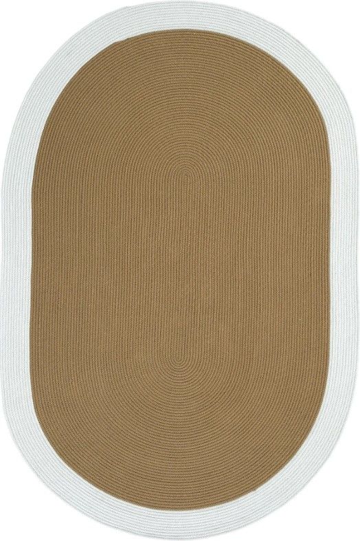Milda 69 Bordürlü Jüt Hasırlı El Örgüsü Çift Taraflı Kilim Beyaz Kahverengi Oval Jüt Halı