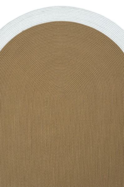 Milda 69 Bordürlü Jüt Hasırlı El Örgüsü Çift Taraflı Kilim Beyaz Kahverengi Oval Jüt Halı