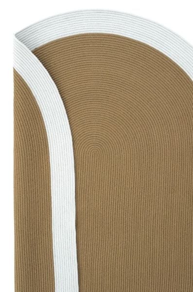 Milda 69 Bordürlü Jüt Hasırlı El Örgüsü Çift Taraflı Kilim Beyaz Kahverengi Oval Jüt Halı 80x150