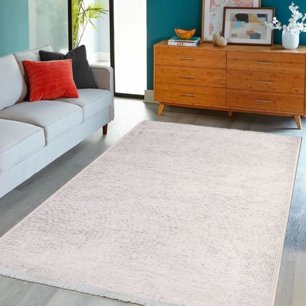 Crea Halı Azade 8208S Beyaz Şönil Halı Dokuma Taban Modern Kilim My Crea Home