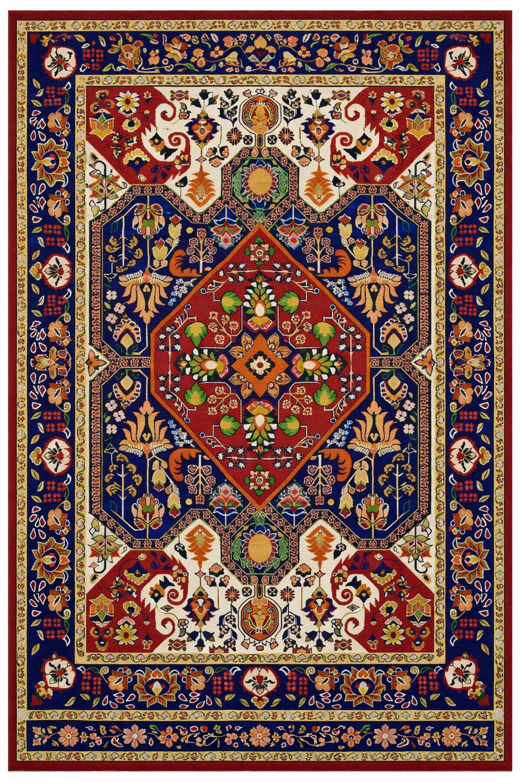 Drom Pamuk Dokuma Taban Kaymaz Şönil Makinede Yıkanabilir Etnik Eskitme Desenli Çerçeveli Salon Yatak Odası Mutfak Koridor Yolluk Halı