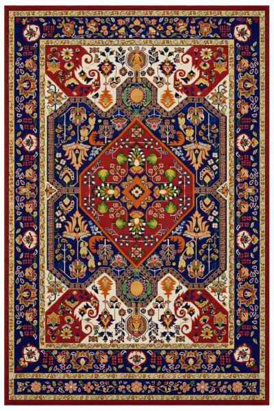 Drom Pamuk Dokuma Taban Kaymaz Şönil Makinede Yıkanabilir Etnik Eskitme Desenli Çerçeveli Salon Yatak Odası Mutfak Koridor Yolluk Halı