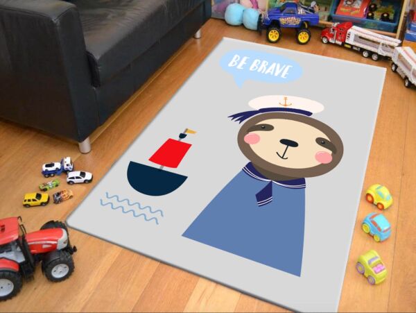 Cino 74 Mavi Sevimli Kaptan Çocuk Odası Halı Bebek Oyun Halısı