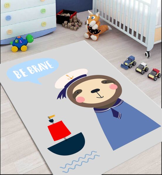 Cino 74 Mavi Sevimli Kaptan Çocuk Odası Halı Bebek Oyun Halısı