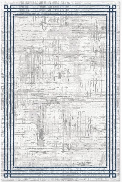 Crea Halı AKİK - 4009MV Akrilik Dokuma Çerçeveli Gri Mavi Modern Salon Halısı My Crea Home
