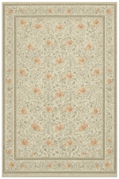 Drom Pamuk Dokuma Taban Kaymaz Şönil Makinede Yıkanabilir Etnik Eskitme Desenli Yeşil Minimal Çiçekli Salon Yatak Odası Mutfak Koridor Yolluk Halı