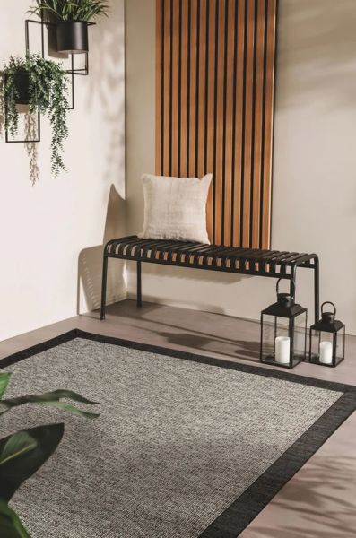 Mocha M205 Hasır Dokulu İthal Sisal Halı Dikdörtgen Bordürlü Gri Sisal Mutfak Koridor Halısı
