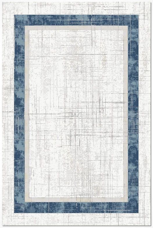 Crea Halı AKİK - 4160MV Akrilik Dokuma Çerçeveli Gri Mavi Modern Salon Halısı My Crea Home