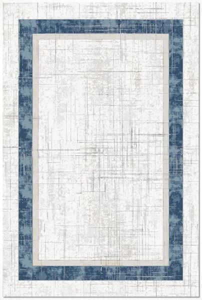 Crea Halı AKİK - 4160MV Akrilik Dokuma Çerçeveli Gri Mavi Modern Salon Halısı My Crea Home