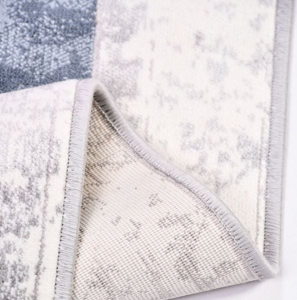 Crea Halı AKİK - 4160MV Akrilik Dokuma Çerçeveli Gri Mavi Modern Salon Halısı My Crea Home