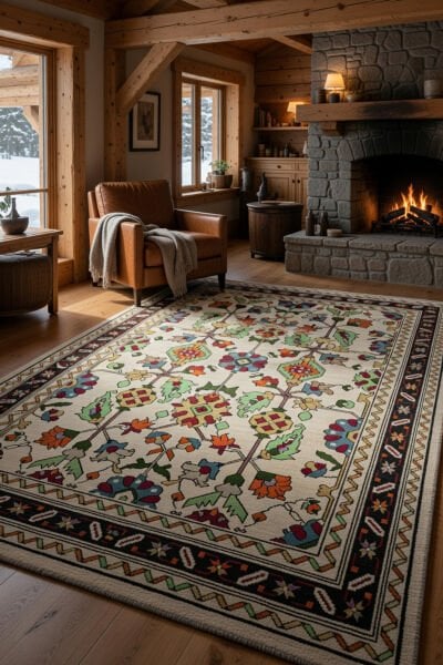 Drom Pamuk Dokuma Taban Kaymaz Şönil Makinede Yıkanabilir Etnik Çerçeveli Salon Yatak Odası Mutfak Koridor Yolluk Halı