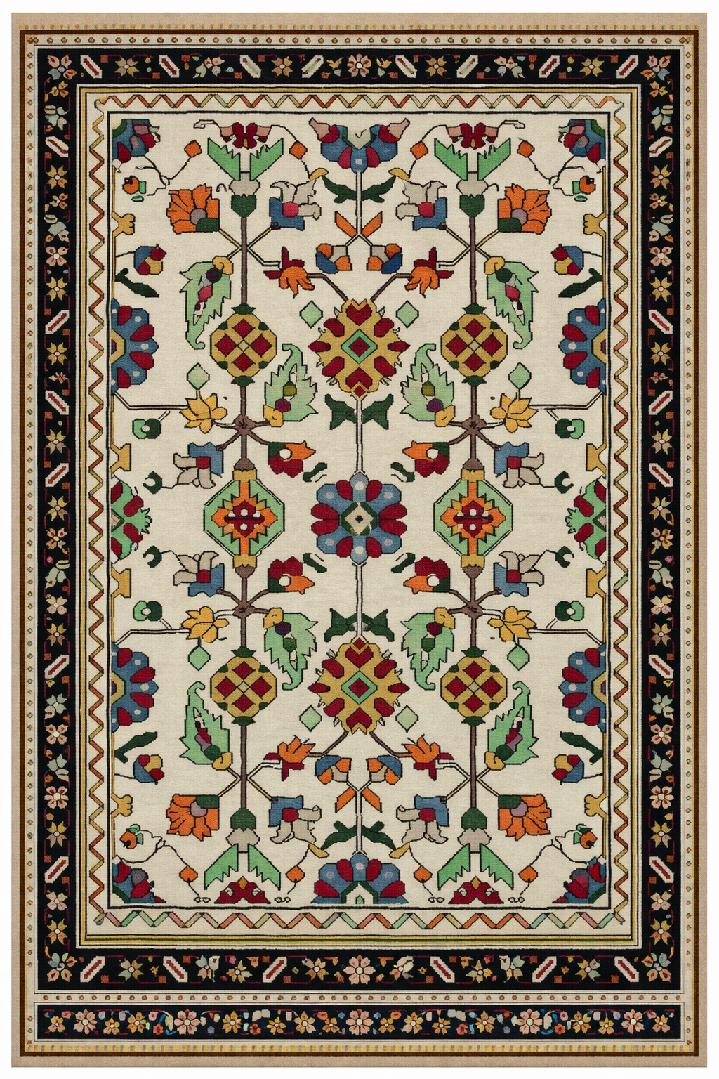 Drom Pamuk Dokuma Taban Kaymaz Şönil Makinede Yıkanabilir Etnik Çerçeveli Salon Yatak Odası Mutfak Koridor Yolluk Halı