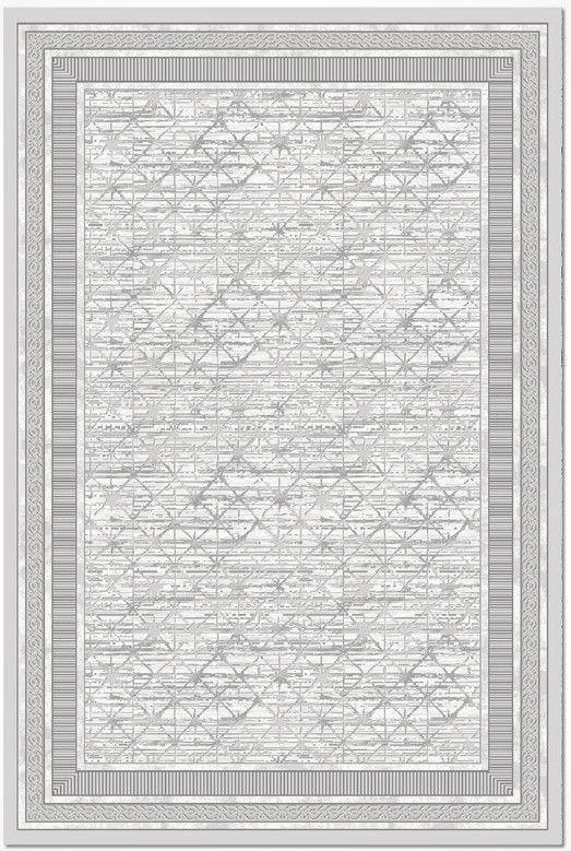 Crea Halı AKİK - 4204GR Akrilik Dokuma Çerçeveli Gri Modern Salon Halısı My Crea Home