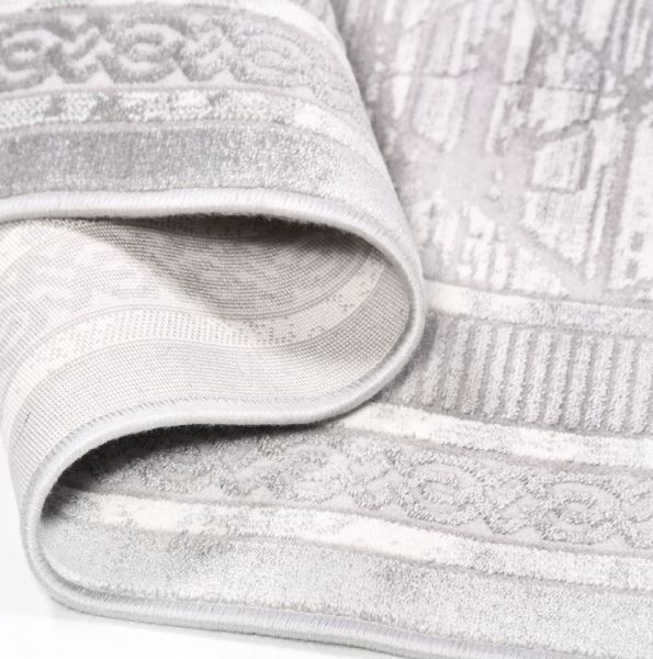 Crea Halı AKİK - 4204GR Akrilik Dokuma Çerçeveli Gri Modern Salon Halısı My Crea Home