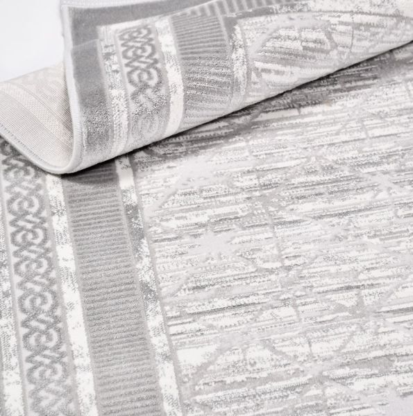 Crea Halı AKİK - 4204GR Akrilik Dokuma Çerçeveli Gri Modern Salon Halısı My Crea Home