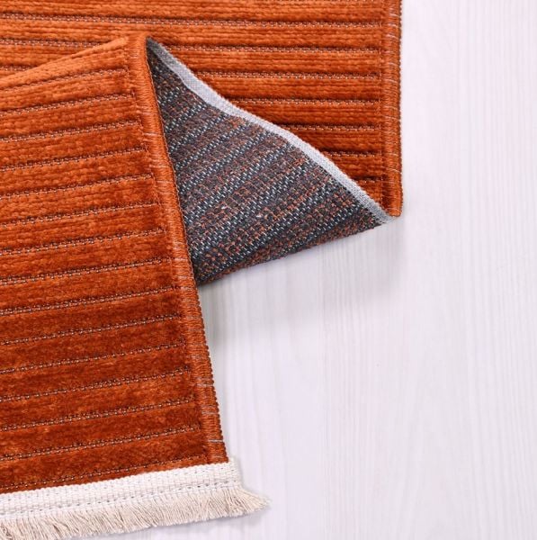 Crea Liya 8250S Turuncu Yumuşak Tuşeli Modern Yolluk Koridor Mutfak Salon Halısı My Crea Home
