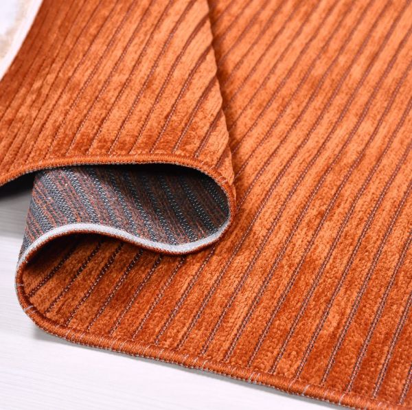 Crea Liya 8250S Turuncu Yumuşak Tuşeli Modern Yolluk Koridor Mutfak Salon Halısı My Crea Home