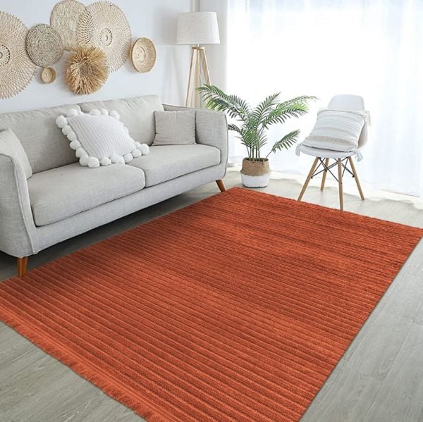 Crea Liya 8250S Turuncu Yumuşak Tuşeli Modern Yolluk Koridor Mutfak Salon Halısı My Crea Home