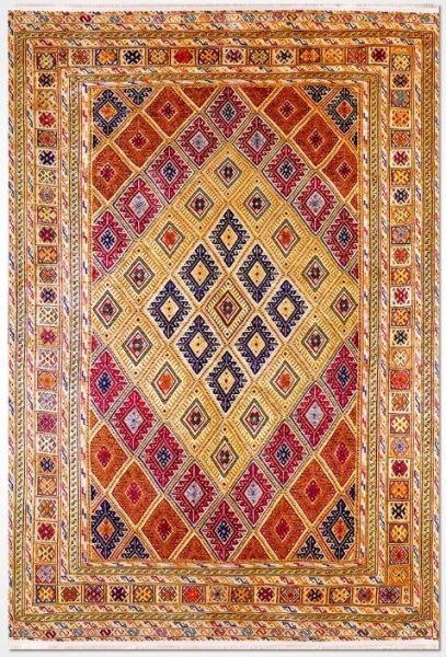 Halımax Dara 196 Yıkanabilir Kaymaz Dokuma Tabanlı Etnik Desenli Multi Modern Halı 80x200