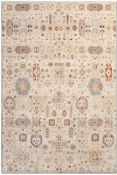 Crea Halı Panama PN01K Anadolu Motifli Krem Vintage Salon Oturma Odası Mutfak Koridor Etnik Desenli Halı Hav Toz Vermez Yolluk