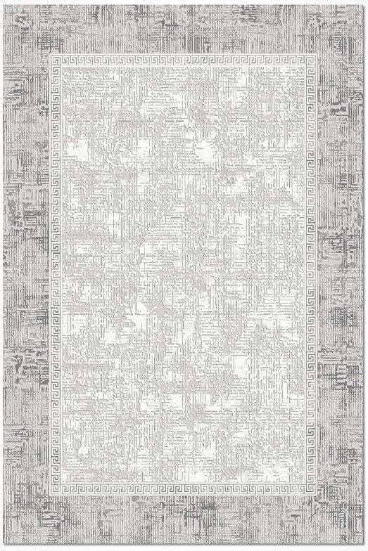 Crea Halı AKİK - 4205GR Akrilik Dokuma Çerçeveli Gri Modern Salon Halısı My Crea Home