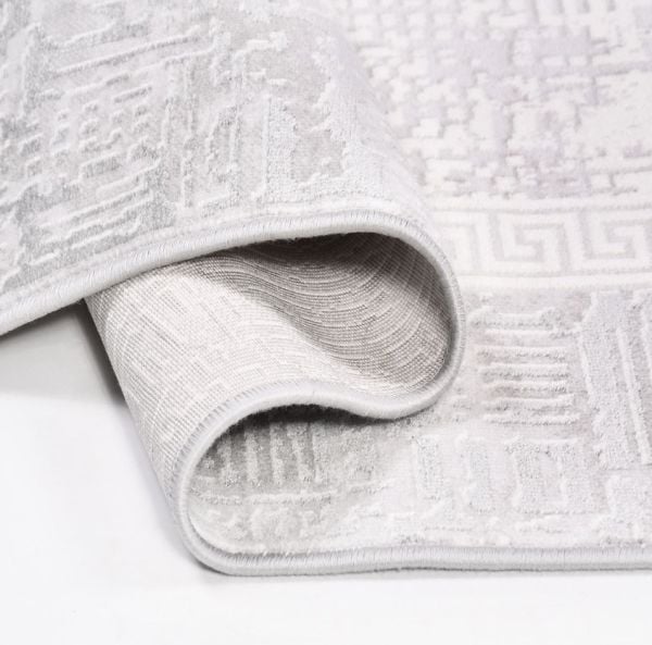 Crea Halı AKİK - 4205GR Akrilik Dokuma Çerçeveli Gri Modern Salon Halısı My Crea Home