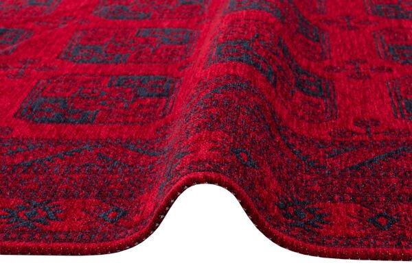 Eko Halı Buhari BHR 01 Red Afgan Desenli Akrilik Şönil Hav Toz Vermez Etnik Modern Halı
