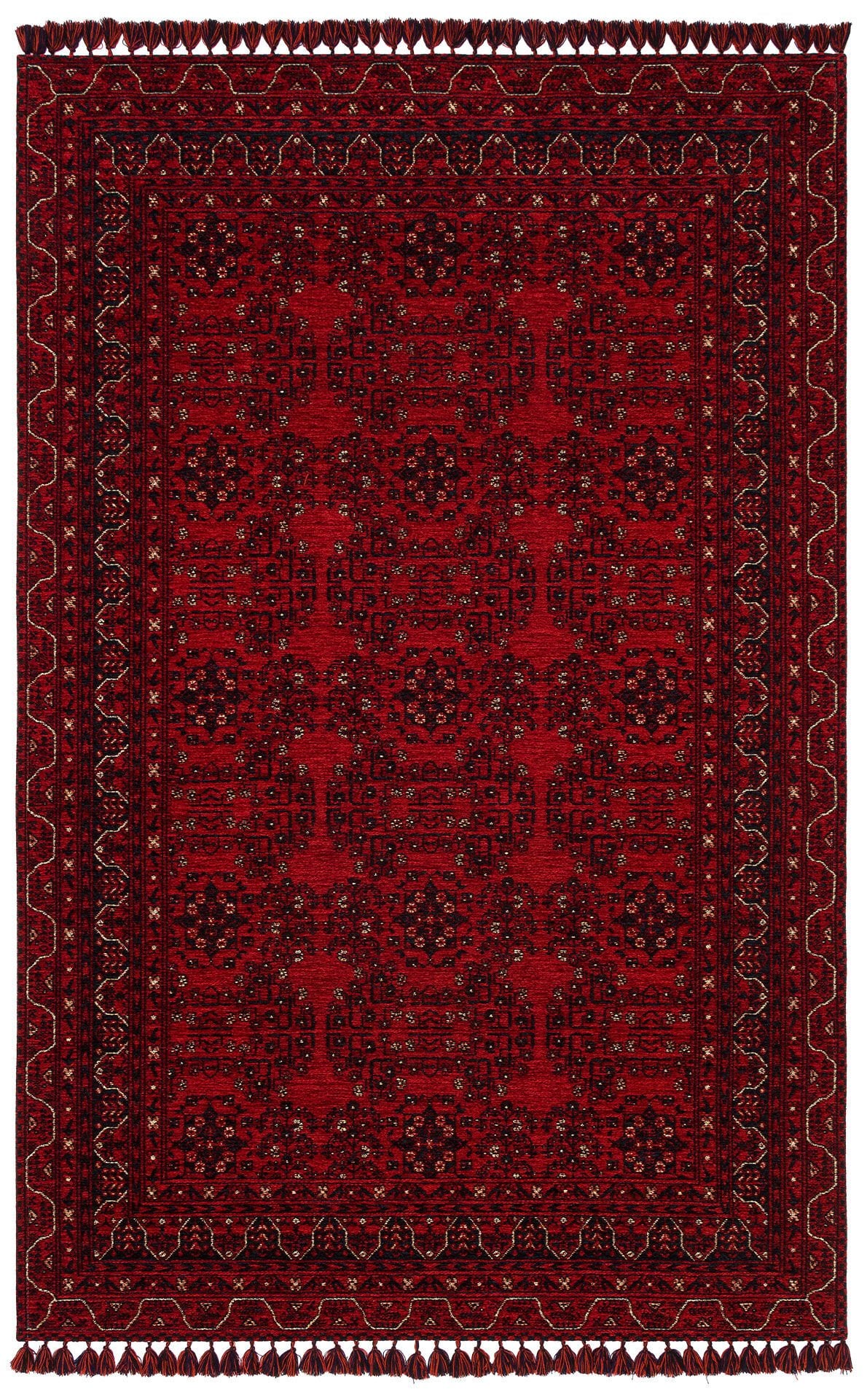 Eko Halı Buhari BHR 02 Red Afgan Desenli Akrilik Şönil Hav Toz Vermez Etnik Modern Halı