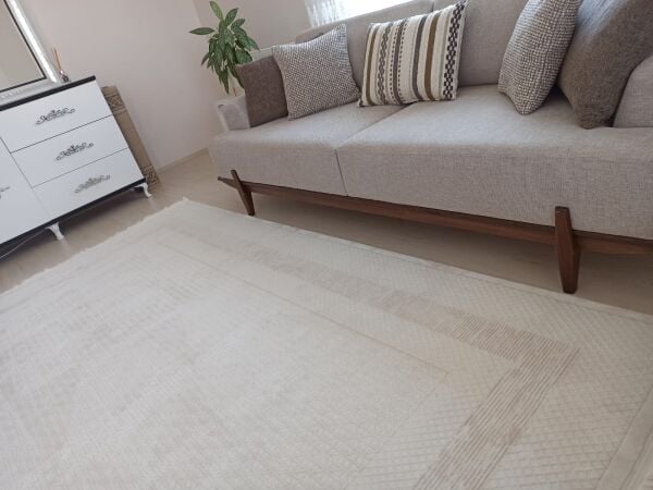 Seyran Vista 5111 Bej Salon Halısı Yolluk Yumuşak Tuşeli Modern Dokuma Makine Halısı