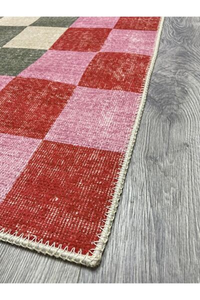 Drom Pamuk Dokuma Taban Kaymaz Şönil Makinede Yıkanabilir Çok Renkli Kareli Damalı Salon Yatak Odası Mutfak Koridor Yolluk Halı