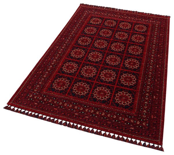 Eko Halı Buhari BHR 03 Red Afgan Desenli Akrilik Şönil Hav Toz Vermez Etnik Modern Halı