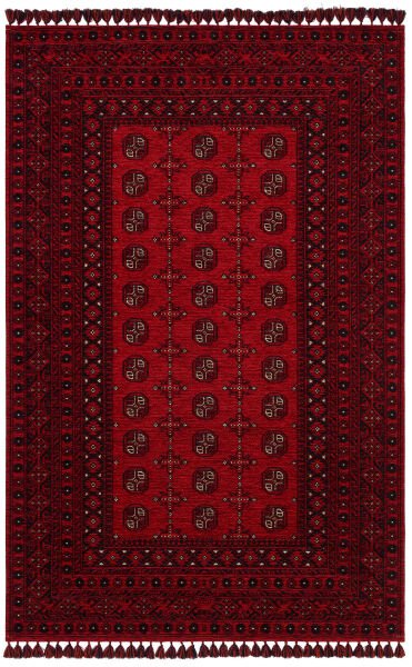 Eko Halı Buhari BHR 04 Red Afgan Desenli Akrilik Şönil Hav Toz Vermez Etnik Modern Halı