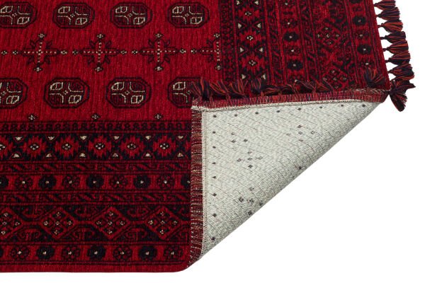 Eko Halı Buhari BHR 04 Red Afgan Desenli Akrilik Şönil Hav Toz Vermez Etnik Modern Halı