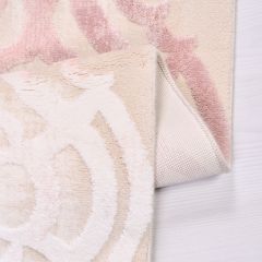 Crea Halı Royal Koleksiyonu 14558K Bambu Viskon Dokuma Modern Makine Halısı Krem Pembe My Crea Home 80x200
