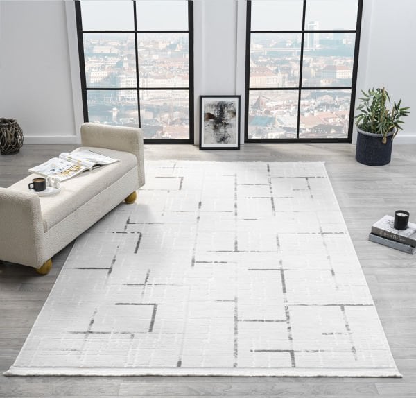 Seyran Vista 5118 Gri Salon Halısı Yolluk Yumuşak Tuşeli Modern Dokuma Makine Halısı