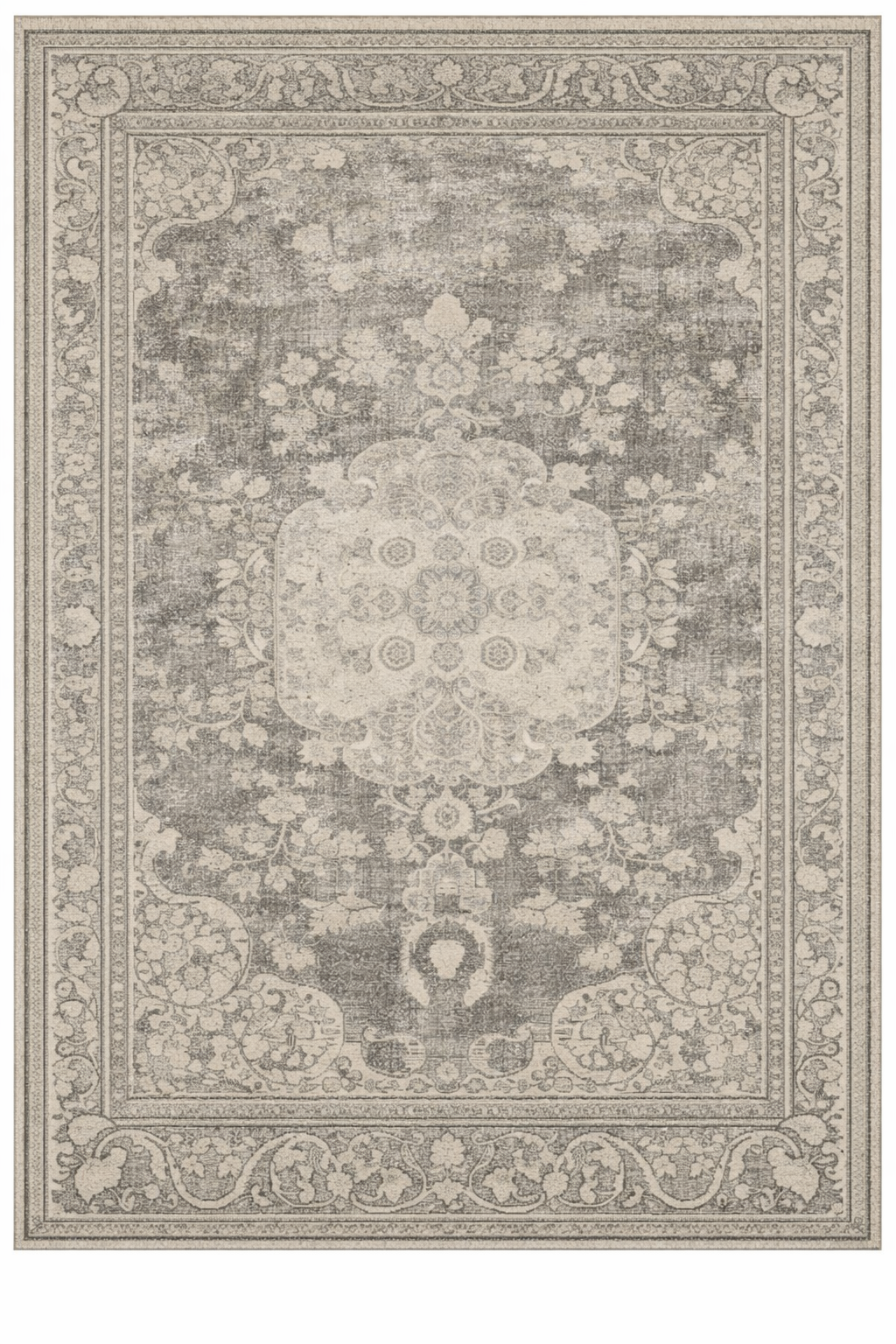 Drom Pamuk Dokuma Taban Kaymaz Şönil Makinede Yıkanabilir Soft Gri Bej Vintage Salon Yatak Odası Mutfak Koridor Yolluk Halı