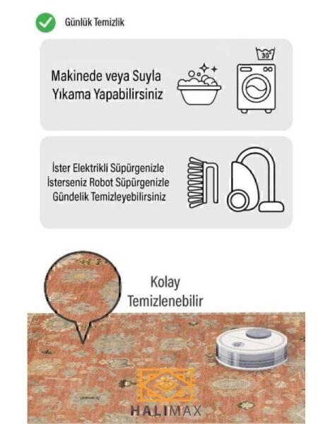 Drom Pamuk Dokuma Taban Kaymaz Şönil Makinede Yıkanabilir Soft Gri Bej Vintage Salon Yatak Odası Mutfak Koridor Yolluk Halı