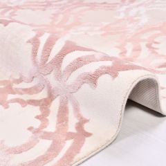 Crea Halı Royal Koleksiyonu 14558K Bambu Viskon Dokuma Modern Makine Halısı Krem Pembe My Crea Home 100x300