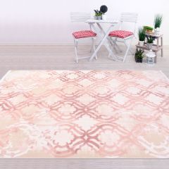 Crea Halı Royal Koleksiyonu 14558K Bambu Viskon Dokuma Modern Makine Halısı Krem Pembe My Crea Home 100x400