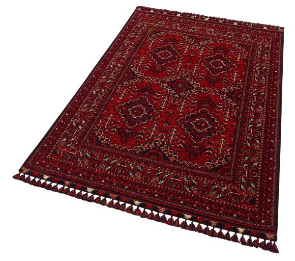 Eko Halı Buhari BHR 05 Red Afgan Desenli Akrilik Şönil Hav Toz Vermez Etnik Modern Halı