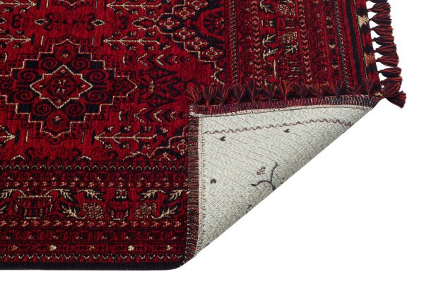 Eko Halı Buhari BHR 05 Red Afgan Desenli Akrilik Şönil Hav Toz Vermez Etnik Modern Halı