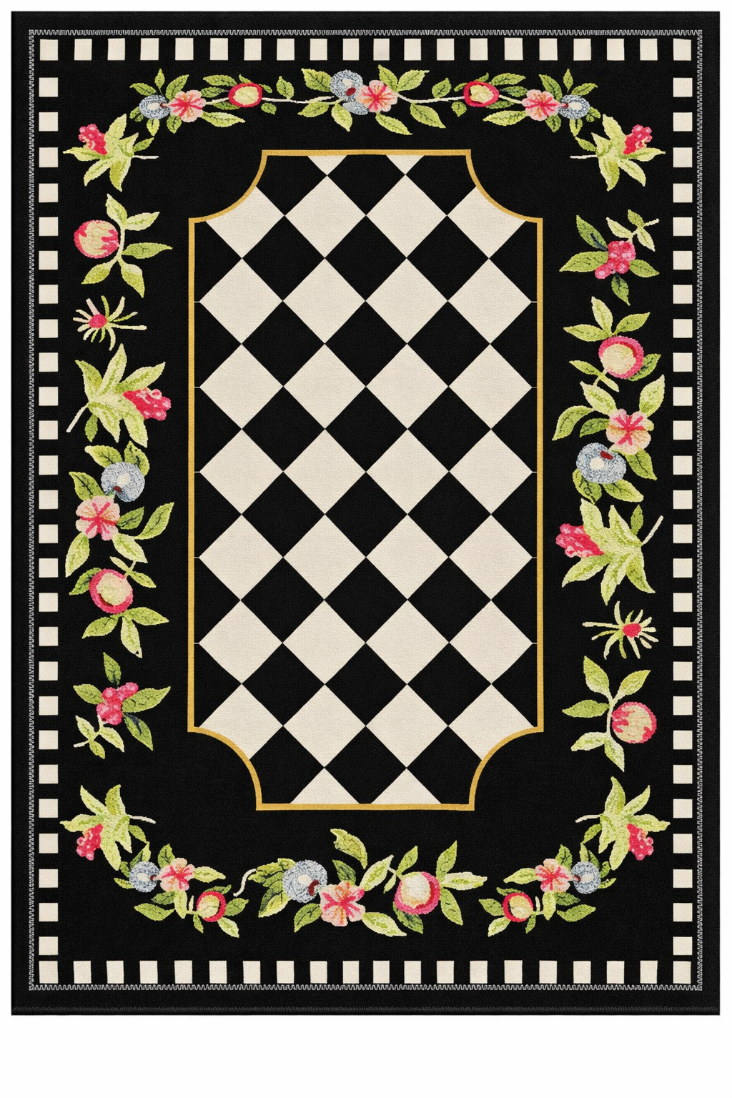 Drom Pamuk Dokuma Taban Kaymaz Şönil Makinede Yıkanabilir Siyah Beyaz Damalı Salon Yatak Odası Mutfak Koridor Yolluk Halı