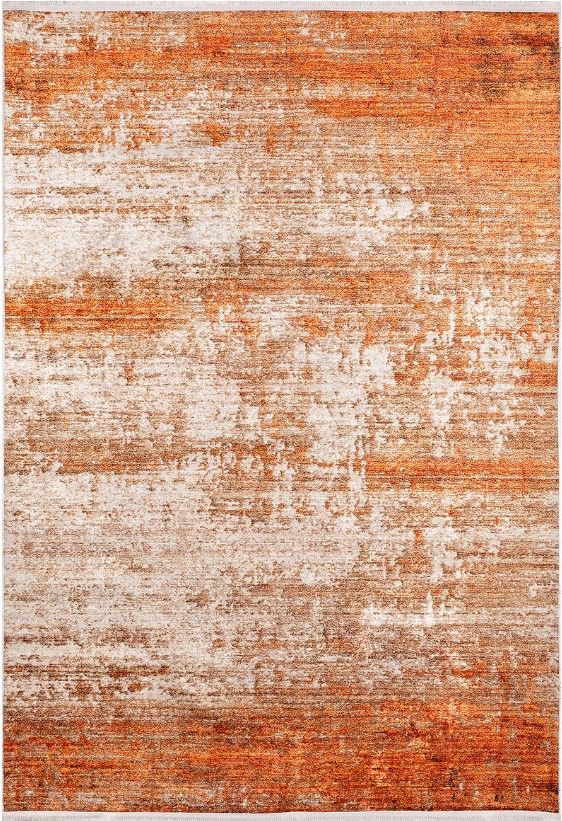 Halımax Dara 168 Yıkanabilir Kaymaz Dokuma Tabanlı Turuncu Renk Geçişli Modern Halı 80x200