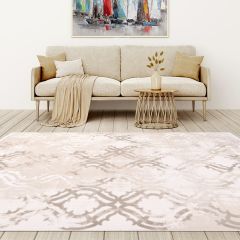 Crea Halı Royal Koleksiyonu 14559K Bambu Viskon Dokuma Modern Makine Halısı Krem My Crea Home 100x200