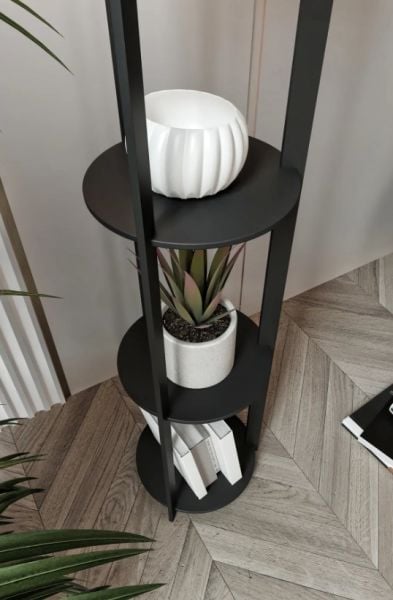 Messer Radiante Klein Siyah Raflı Modern Lambader Ayaklı Dekoratif Abajur Modern Aydınlatma